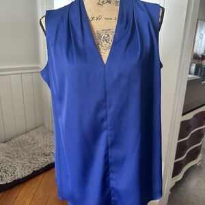 Women's Sleeveless V Neck Blue Top